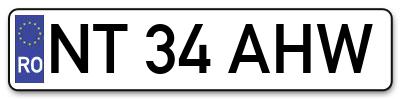 Placuta inmatriculare numar auto  NT-34-AHW, NT 34 AHW, NT34AHW