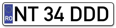 Placuta inmatriculare numar auto  NT-34-DDD, NT 34 DDD, NT34DDD