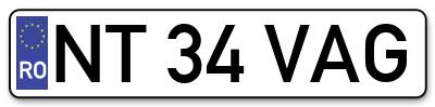 Placuta inmatriculare numar auto  NT-34-VAG, NT 34 VAG, NT34VAG