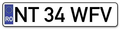 Placuta inmatriculare numar auto  NT-34-WFV, NT 34 WFV, NT34WFV