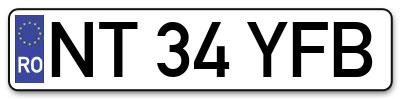 Placuta inmatriculare numar auto  NT-34-YFB, NT 34 YFB, NT34YFB