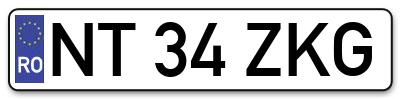 Placuta inmatriculare numar auto  NT-34-ZKG, NT 34 ZKG, NT34ZKG