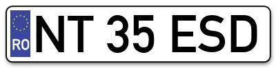 Placuta inmatriculare numar auto  NT-35-ESD, NT 35 ESD, NT35ESD