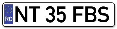Placuta inmatriculare numar auto  NT-35-FBS, NT 35 FBS, NT35FBS