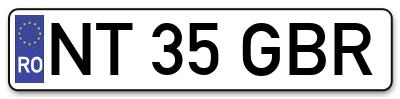 Placuta inmatriculare numar auto  NT-35-GBR, NT 35 GBR, NT35GBR
