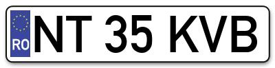 Placuta inmatriculare numar auto  NT-35-KVB, NT 35 KVB, NT35KVB
