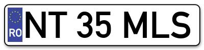 Placuta inmatriculare numar auto  NT-35-MLS, NT 35 MLS, NT35MLS