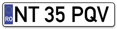Placuta inmatriculare numar auto  NT-35-PQV, NT 35 PQV, NT35PQV