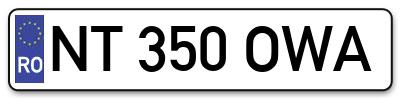 Placuta inmatriculare numar auto  NT-350-OWA, NT 350 OWA, NT350OWA