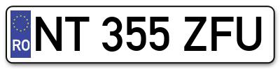 Placuta inmatriculare numar auto  NT-355-ZFU, NT 355 ZFU, NT355ZFU