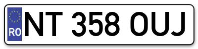 Placuta inmatriculare numar auto  NT-358-OUJ, NT 358 OUJ, NT358OUJ