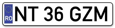 Placuta inmatriculare numar auto  NT-36-GZM, NT 36 GZM, NT36GZM