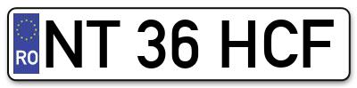 Placuta inmatriculare numar auto  NT-36-HCF, NT 36 HCF, NT36HCF
