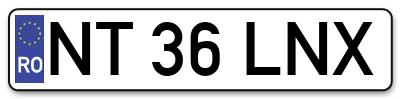 Placuta inmatriculare numar auto  NT-36-LNX, NT 36 LNX, NT36LNX