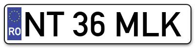 Placuta inmatriculare numar auto  NT-36-MLK, NT 36 MLK, NT36MLK