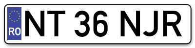 Placuta inmatriculare numar auto  NT-36-NJR, NT 36 NJR, NT36NJR