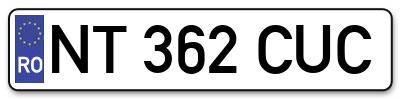 Placuta inmatriculare numar auto  NT-362-CUC, NT 362 CUC, NT362CUC