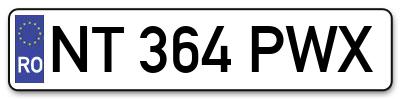 Placuta inmatriculare numar auto  NT-364-PWX, NT 364 PWX, NT364PWX