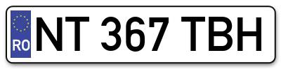 Placuta inmatriculare numar auto  NT-367-TBH, NT 367 TBH, NT367TBH