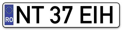 Placuta inmatriculare numar auto  NT-37-EIH, NT 37 EIH, NT37EIH