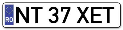 Placuta inmatriculare numar auto  NT-37-XET, NT 37 XET, NT37XET