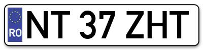Placuta inmatriculare numar auto  NT-37-ZHT, NT 37 ZHT, NT37ZHT
