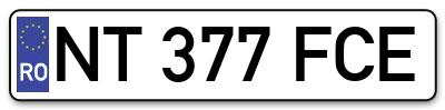 Placuta inmatriculare numar auto  NT-377-FCE, NT 377 FCE, NT377FCE