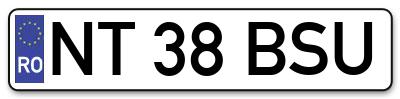 Placuta inmatriculare numar auto  NT-38-BSU, NT 38 BSU, NT38BSU