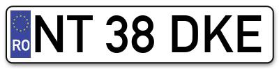 Placuta inmatriculare numar auto  NT-38-DKE, NT 38 DKE, NT38DKE