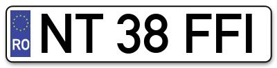 Placuta inmatriculare numar auto  NT-38-FFI, NT 38 FFI, NT38FFI