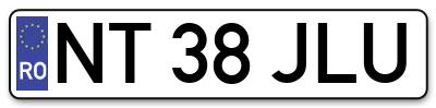 Placuta inmatriculare numar auto  NT-38-JLU, NT 38 JLU, NT38JLU