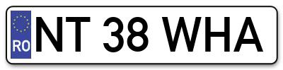 Placuta inmatriculare numar auto  NT-38-WHA, NT 38 WHA, NT38WHA