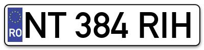 Placuta inmatriculare numar auto  NT-384-RIH, NT 384 RIH, NT384RIH