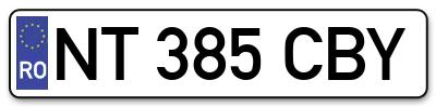 Placuta inmatriculare numar auto  NT-385-CBY, NT 385 CBY, NT385CBY