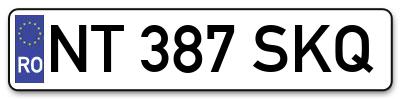Placuta inmatriculare numar auto  NT-387-SKQ, NT 387 SKQ, NT387SKQ