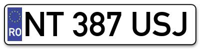 Placuta inmatriculare numar auto  NT-387-USJ, NT 387 USJ, NT387USJ
