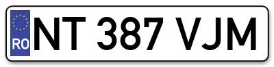 Placuta inmatriculare numar auto  NT-387-VJM, NT 387 VJM, NT387VJM