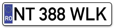 Placuta inmatriculare numar auto  NT-388-WLK, NT 388 WLK, NT388WLK