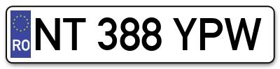 Placuta inmatriculare numar auto  NT-388-YPW, NT 388 YPW, NT388YPW