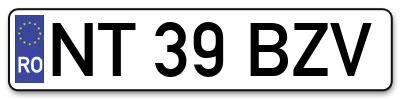 Placuta inmatriculare numar auto  NT-39-BZV, NT 39 BZV, NT39BZV