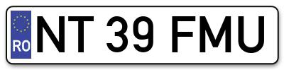 Placuta inmatriculare numar auto  NT-39-FMU, NT 39 FMU, NT39FMU