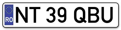 Placuta inmatriculare numar auto  NT-39-QBU, NT 39 QBU, NT39QBU