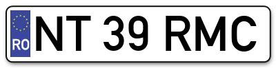 Placuta inmatriculare numar auto  NT-39-RMC, NT 39 RMC, NT39RMC