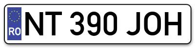 Placuta inmatriculare numar auto  NT-390-JOH, NT 390 JOH, NT390JOH