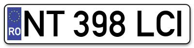 Placuta inmatriculare numar auto  NT-398-LCI, NT 398 LCI, NT398LCI
