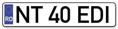 Placuta inmatriculare numar auto  NT-40-EDI, NT 40 EDI, NT40EDI