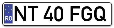 Placuta inmatriculare numar auto  NT-40-FGQ, NT 40 FGQ, NT40FGQ