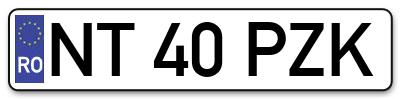 Placuta inmatriculare numar auto  NT-40-PZK, NT 40 PZK, NT40PZK