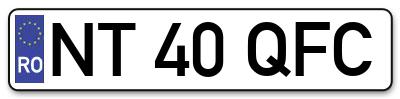 Placuta inmatriculare numar auto  NT-40-QFC, NT 40 QFC, NT40QFC