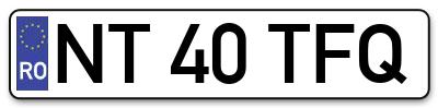 Placuta inmatriculare numar auto  NT-40-TFQ, NT 40 TFQ, NT40TFQ